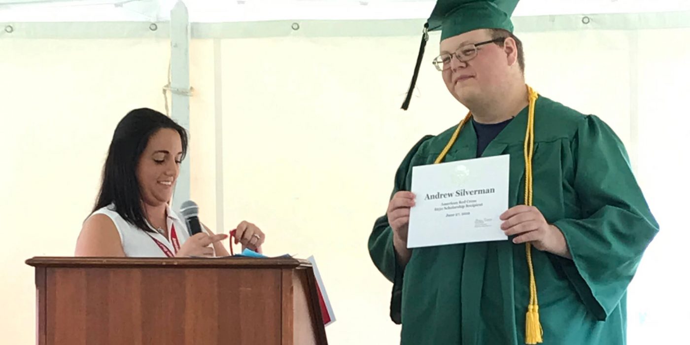 Andrew receives an award from the American Red Cross