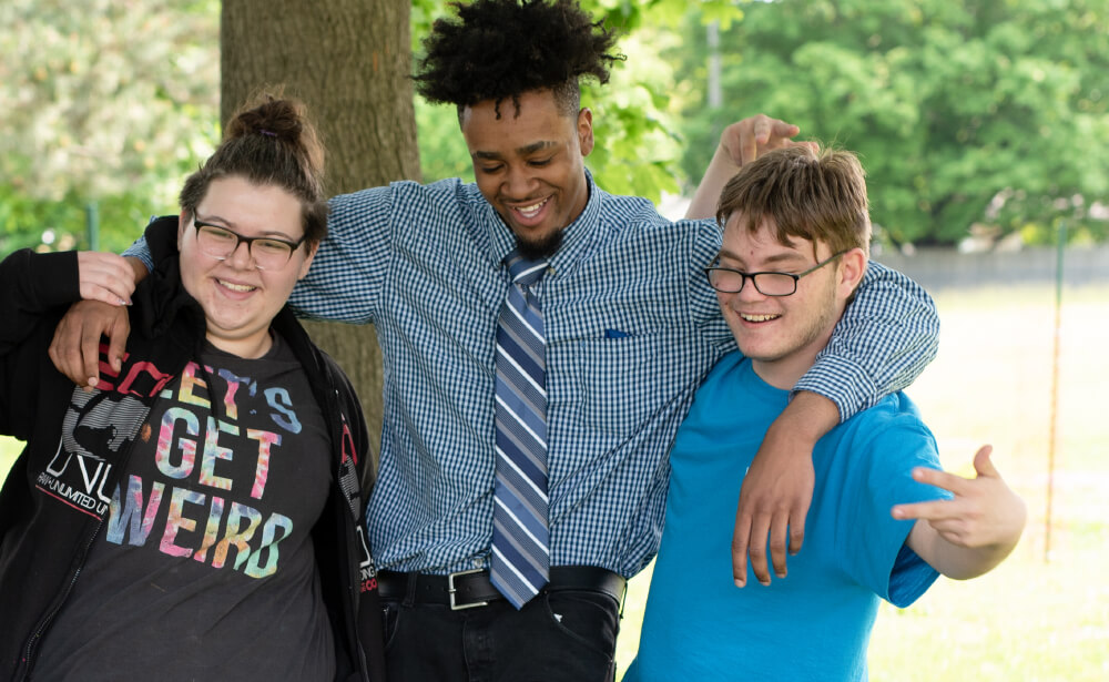 Noah with friends at the Villa of Hope