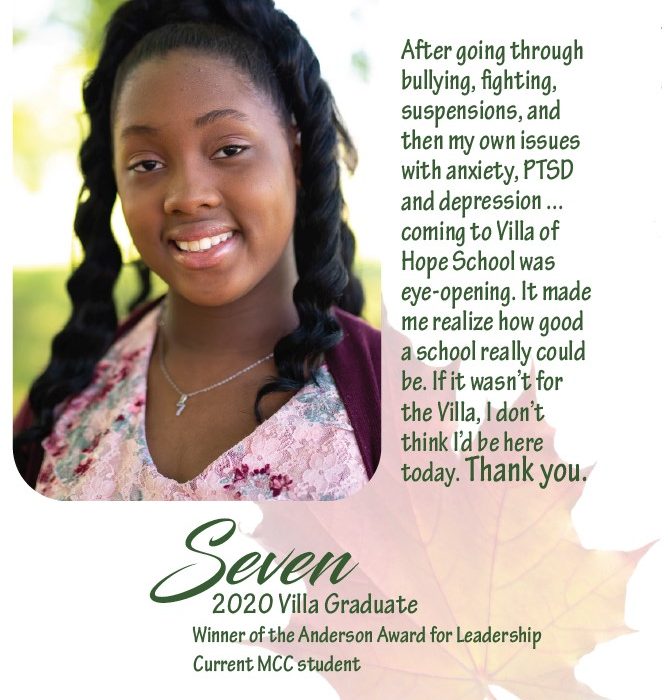 Quote from Seven, 2020 Villa School graduate