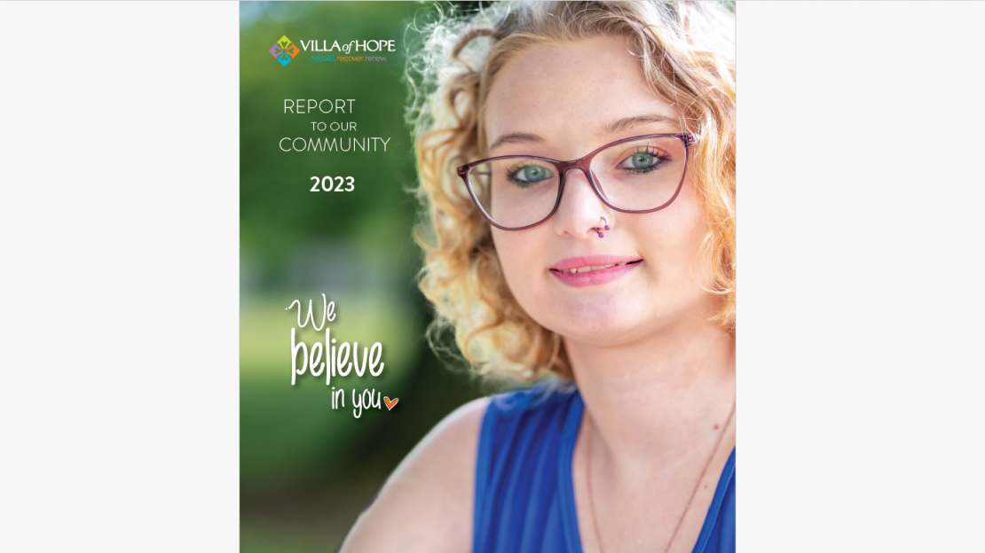 Villa of Hope anual report cover featuring Cloey